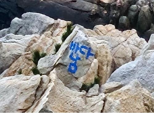 울산 대왕암 바위에 낙서한 범인은 60대 여성..."액운 막으려"