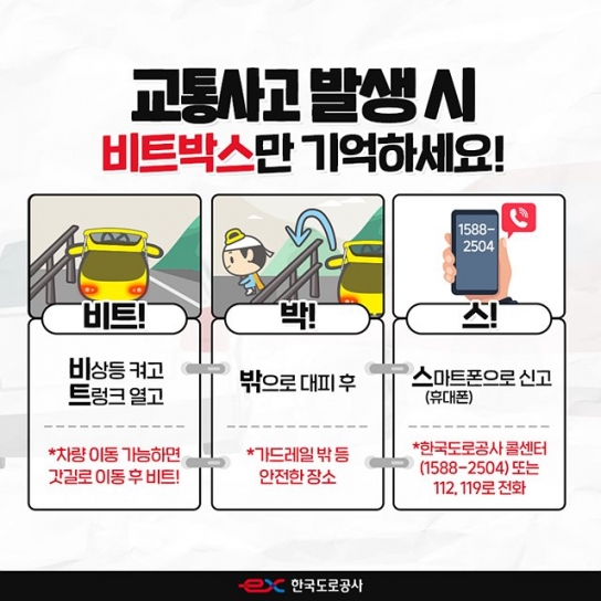 고속도로 교통사고 또는 고장시 ‘비트박스’를 꼭 기억 할 것