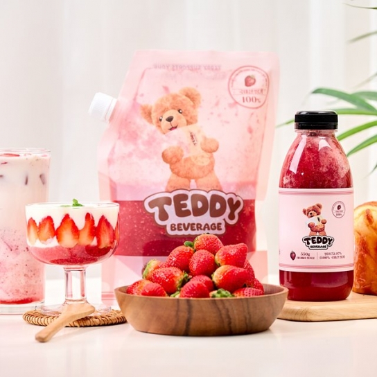 ㈜희다, 음료베이스 브랜드 테디베리에 딸기청 납품