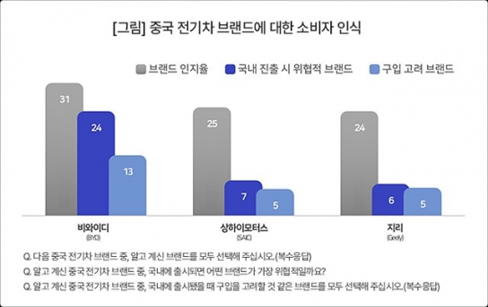 국내 소비자가 떠올린 중국 전기차 1위는 ‘BYD’